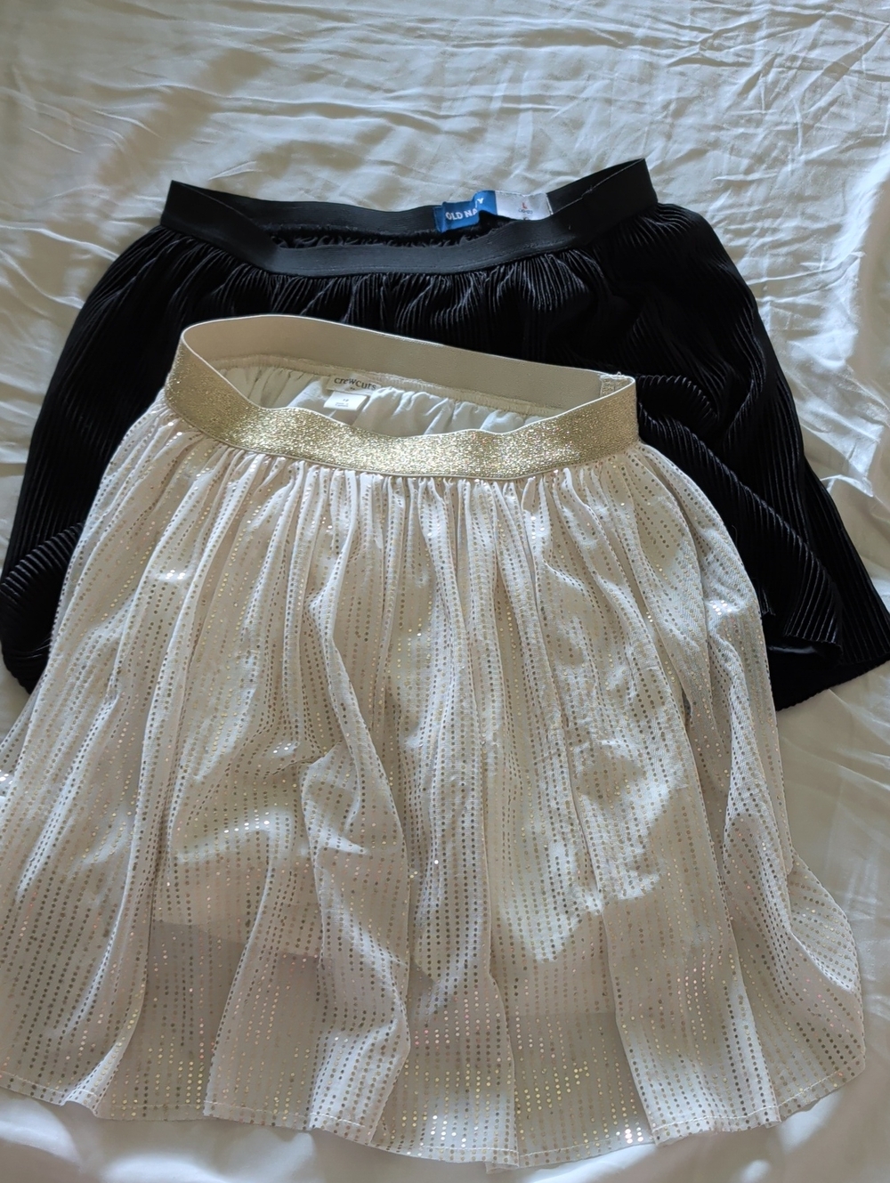 Crewcuts Black Pleated Skirt and White Sparkle Skater